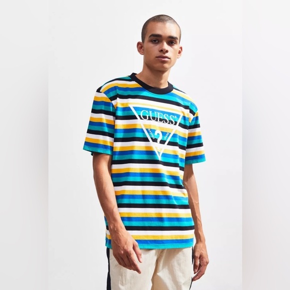GUESS UO Exclusive Vista Striped Tee, Size M - Picture 1 of 10